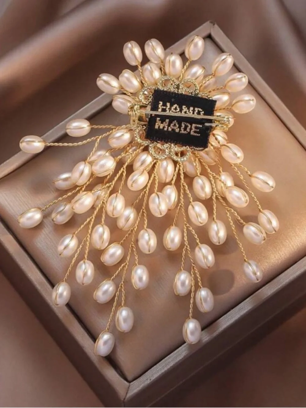 Handmade Pearl Starburst Artisan Brooch